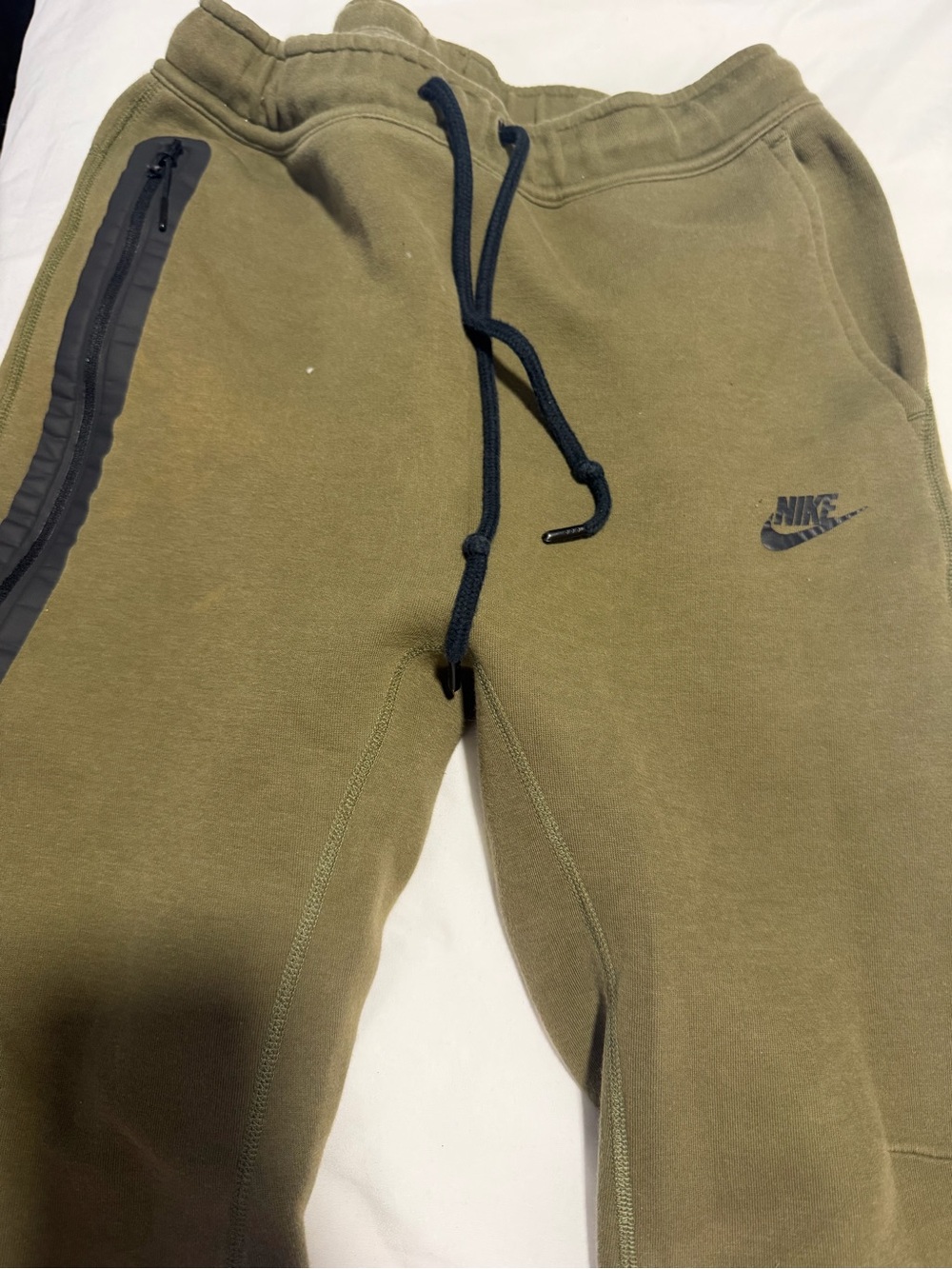 Nike Olive Green Pullover Hoodie with Red Logo Tag